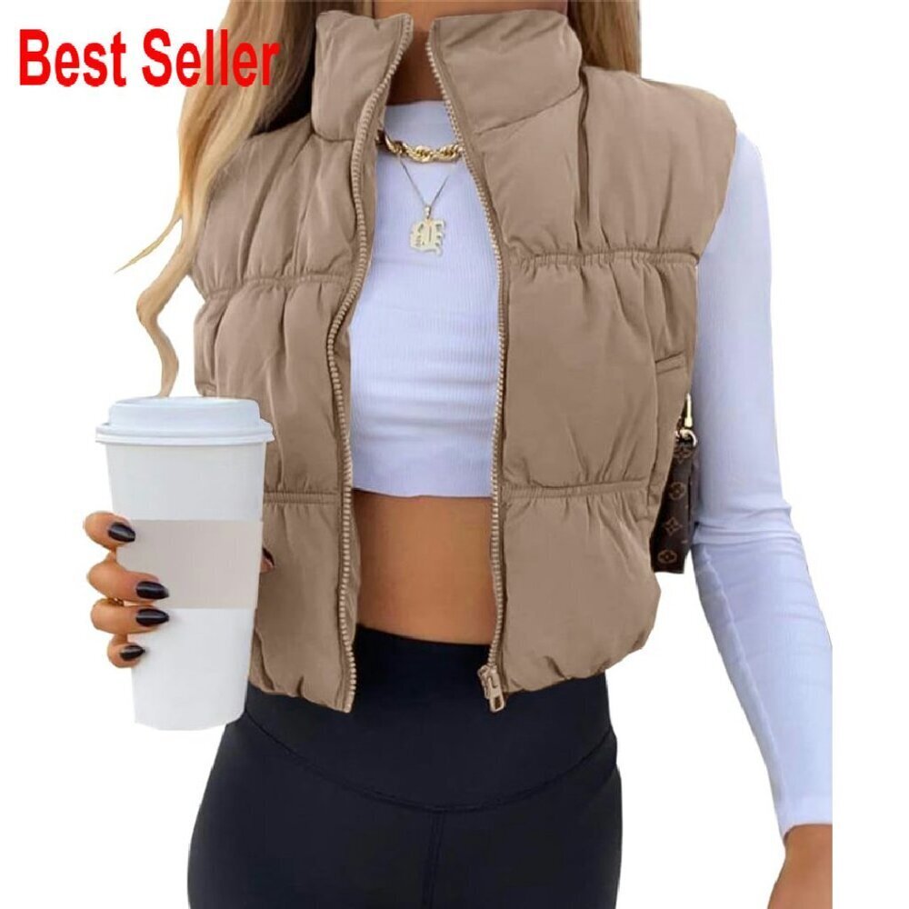 Crop Puffer Vest Lightweight Sleeveless Outerwear Y2K Chic Winter Wear